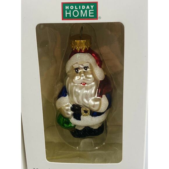 Holiday Santa Snowman Home Glass Hanging Ornaments Hand Painted Lot of 3 - Picture 3 of 12